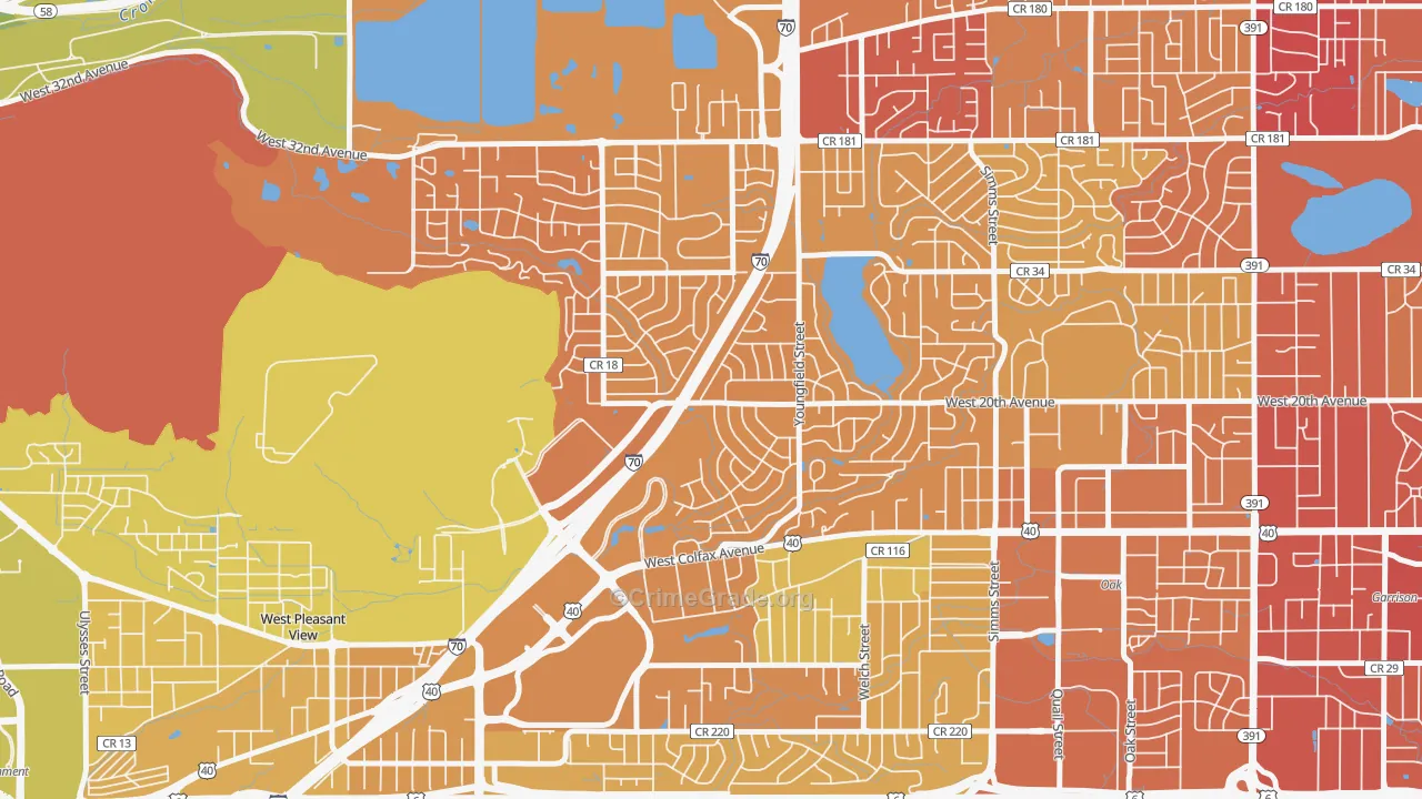Applewood, CO Map of Vehicle Theft Rates