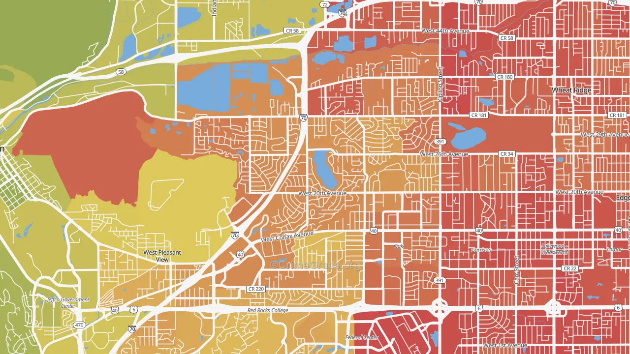Applewood, Lakewood, CO Map of Vehicle Theft Rates