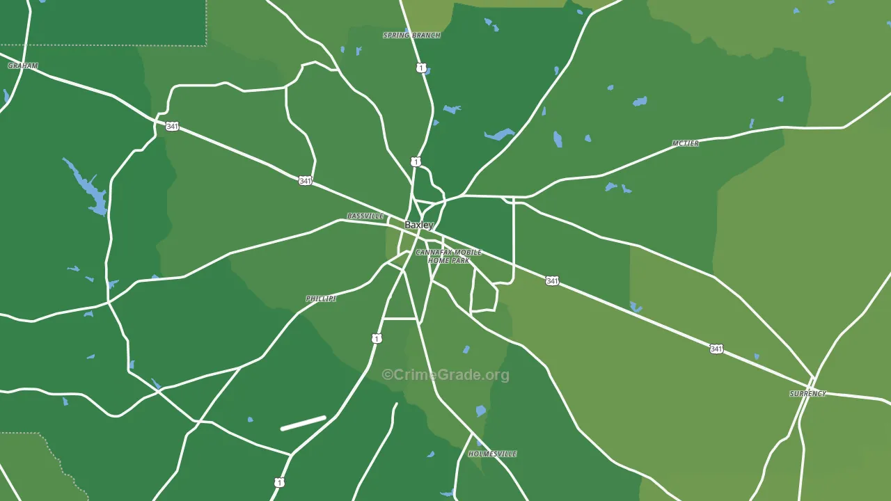 Appling County, GA Map of Vehicle Theft Rates