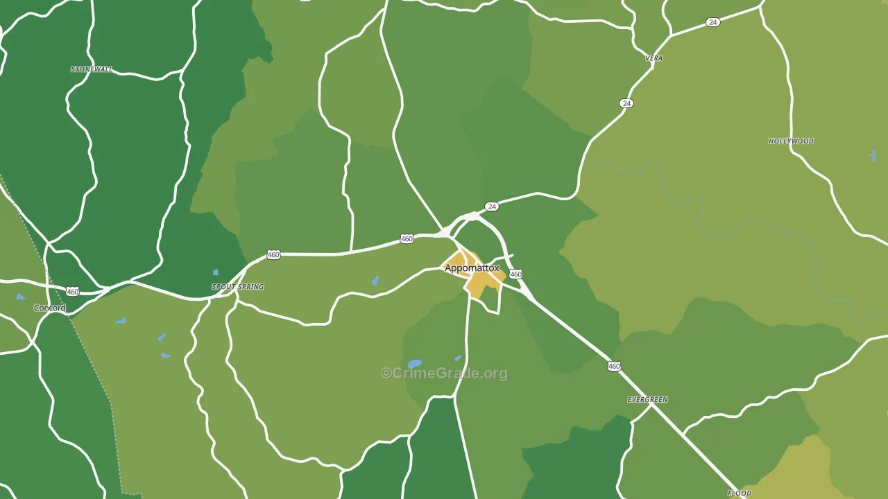 Appomattox County, VA Map of Vehicle Theft Rates
