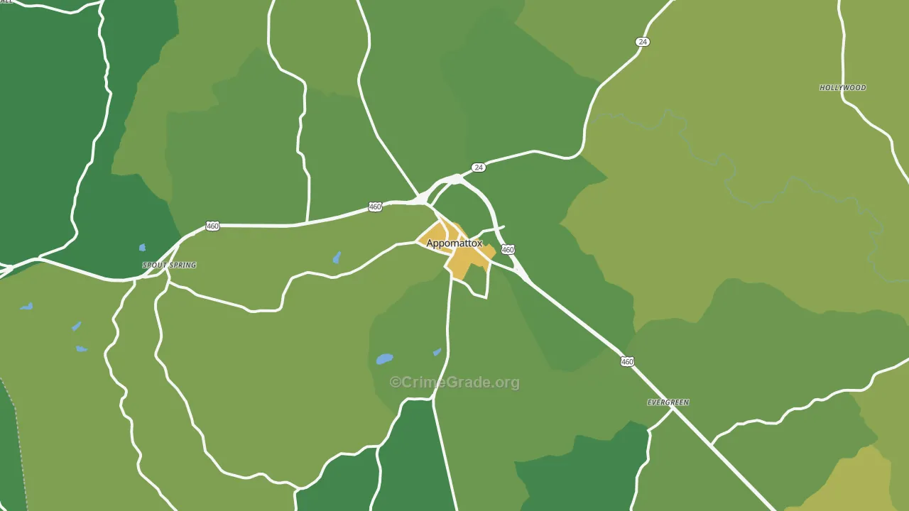 Appomattox, VA Map of Vehicle Theft Rates