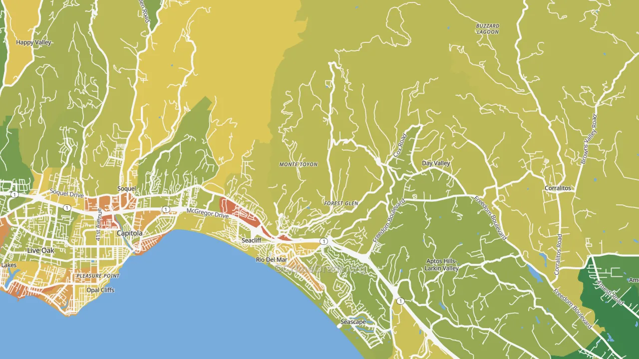Aptos, CA Map of Vehicle Theft Rates
