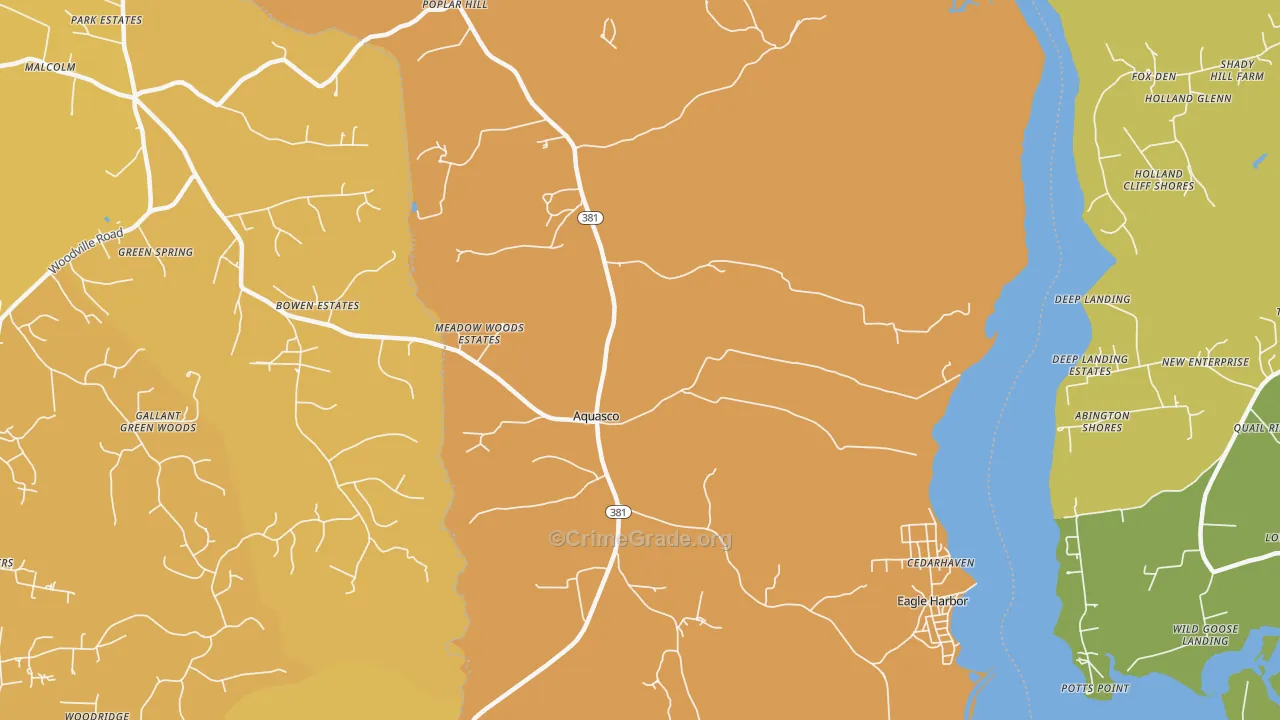 Aquasco, MD Map of Vehicle Theft Rates