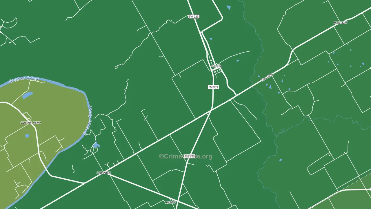 Aquilla, TX Map of Vehicle Theft Rates