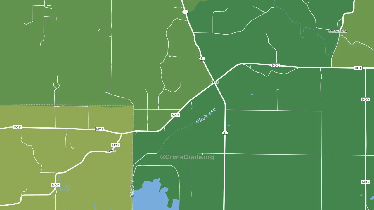 Arab, MO Map of Vehicle Theft Rates