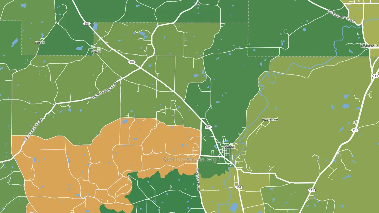 Aragon, GA Map of Vehicle Theft Rates