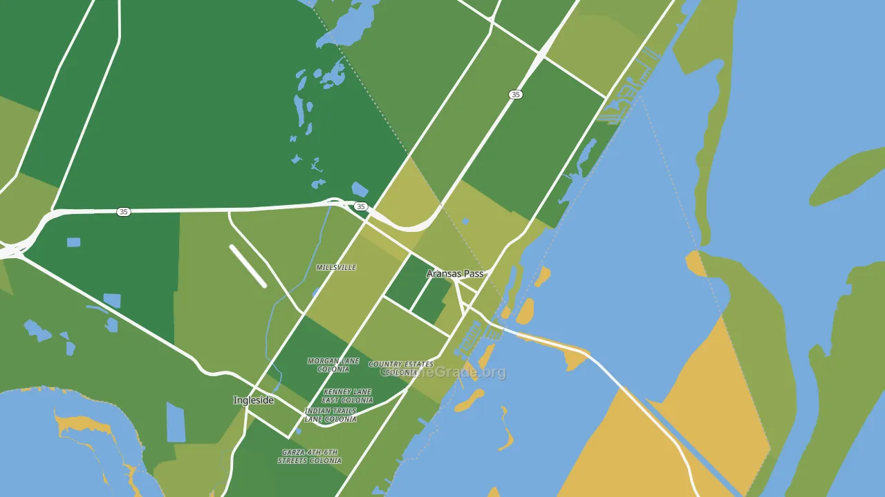 Aransas Pass, TX Map of Vehicle Theft Rates