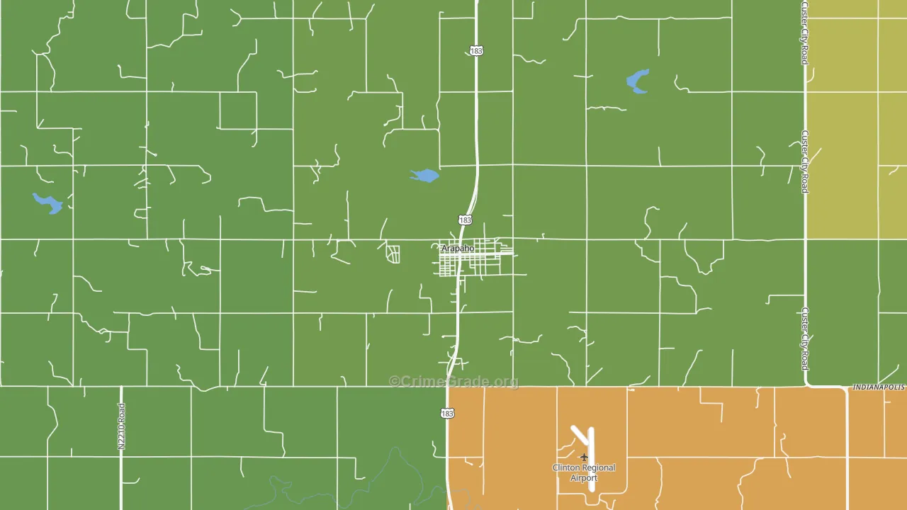 Arapaho, OK Map of Vehicle Theft Rates
