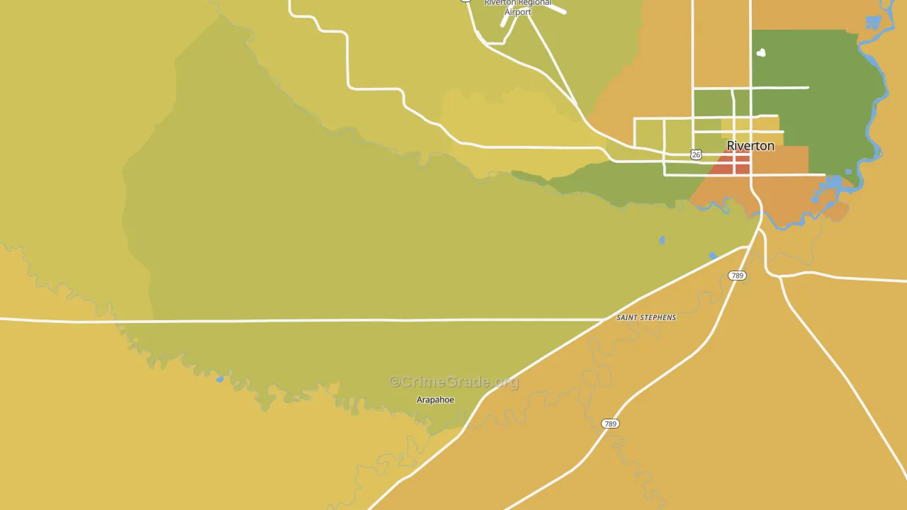Arapahoe, WY Map of Vehicle Theft Rates