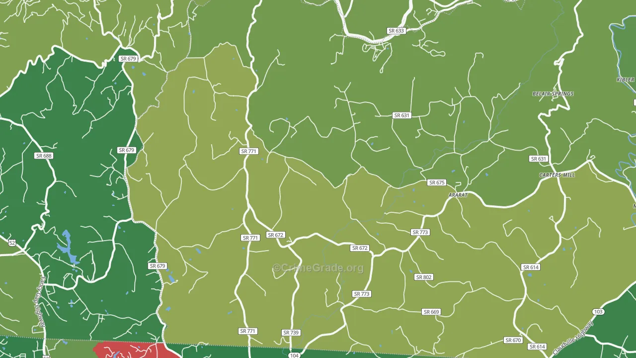 Ararat, VA Map of Vehicle Theft Rates