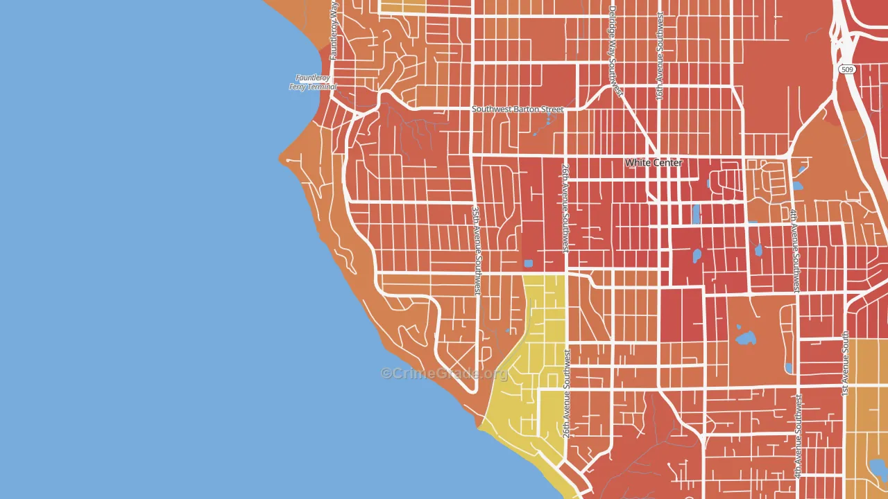 Arbor Heights, Seattle, WA Map of Vehicle Theft Rates