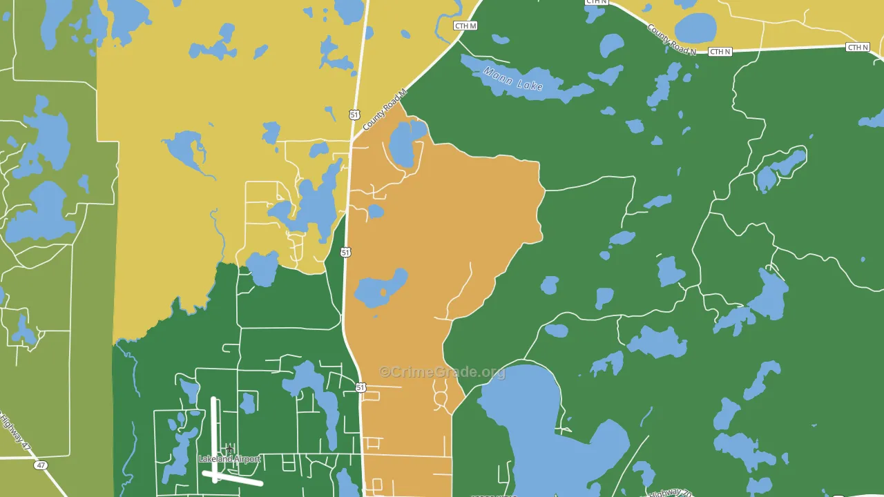 Arbor Vitae, WI Map of Vehicle Theft Rates