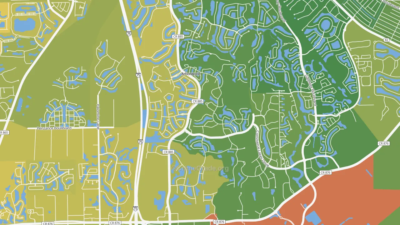 Arborwood, Fort Myers, FL Map of Vehicle Theft Rates