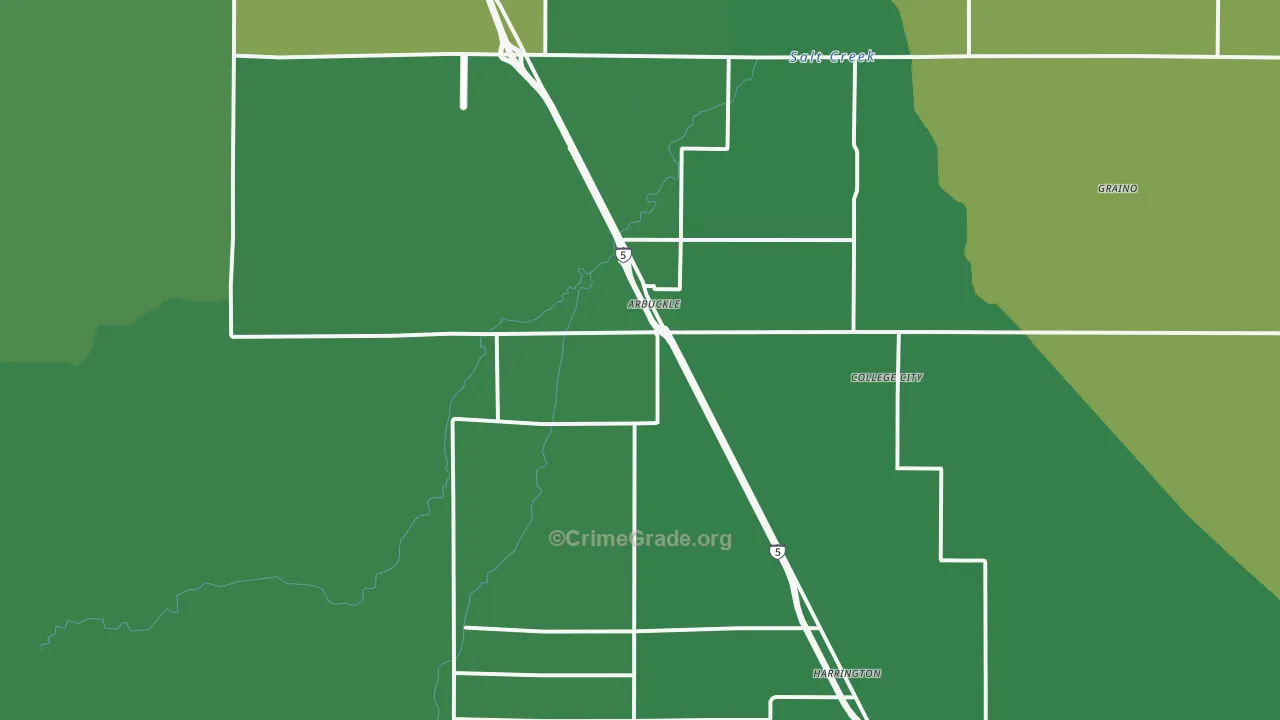 Arbuckle, CA Map of Vehicle Theft Rates