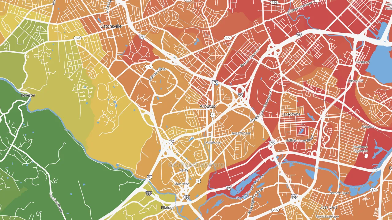 Arbutus, MD Map of Vehicle Theft Rates
