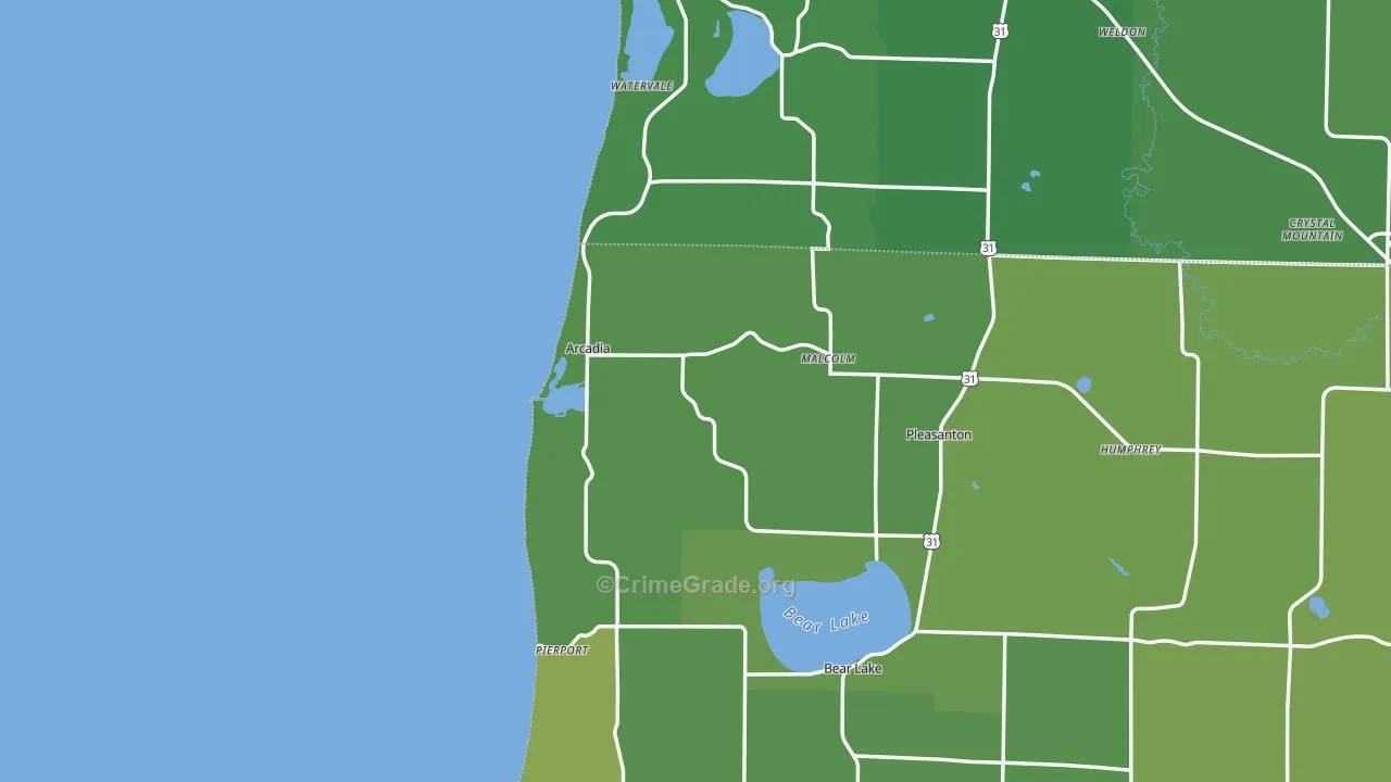 Arcadia, MI Map of Vehicle Theft Rates