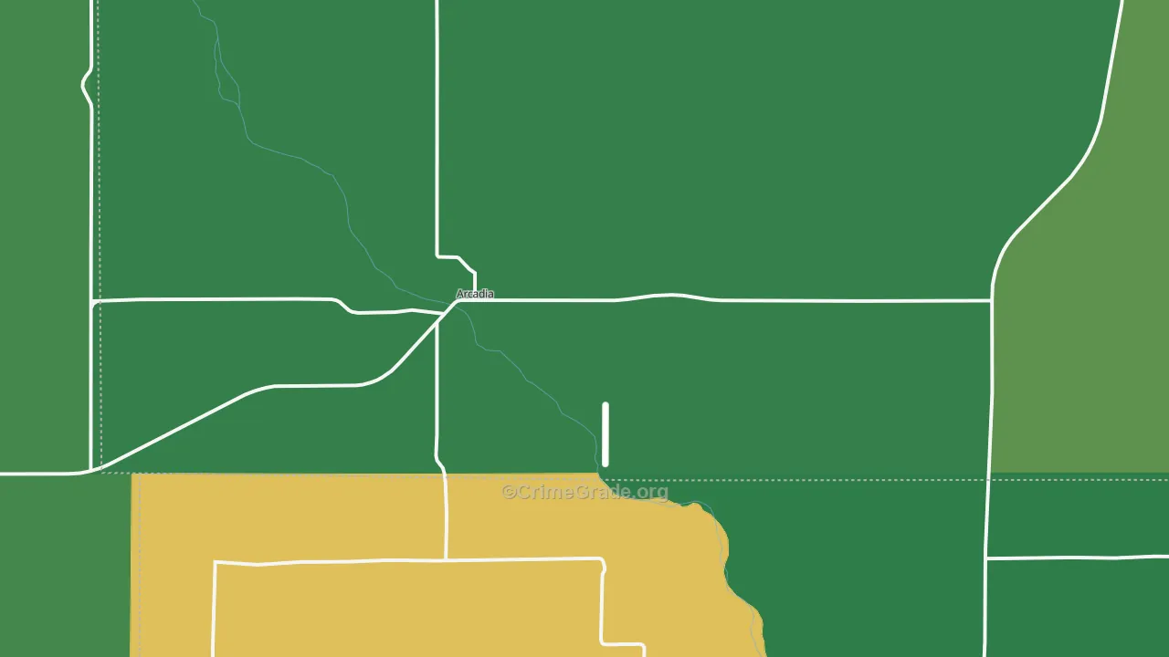 Arcadia, NE Map of Vehicle Theft Rates