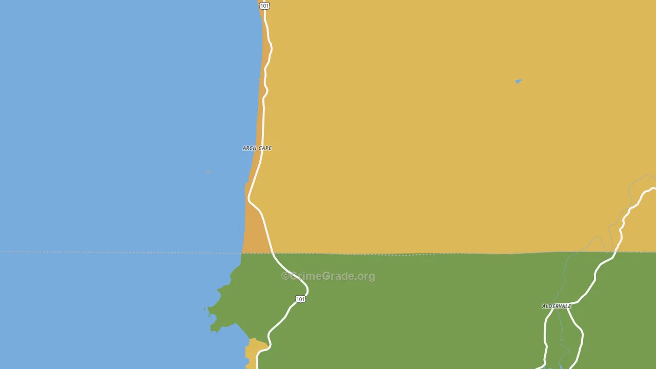 Arch Cape, OR Map of Vehicle Theft Rates