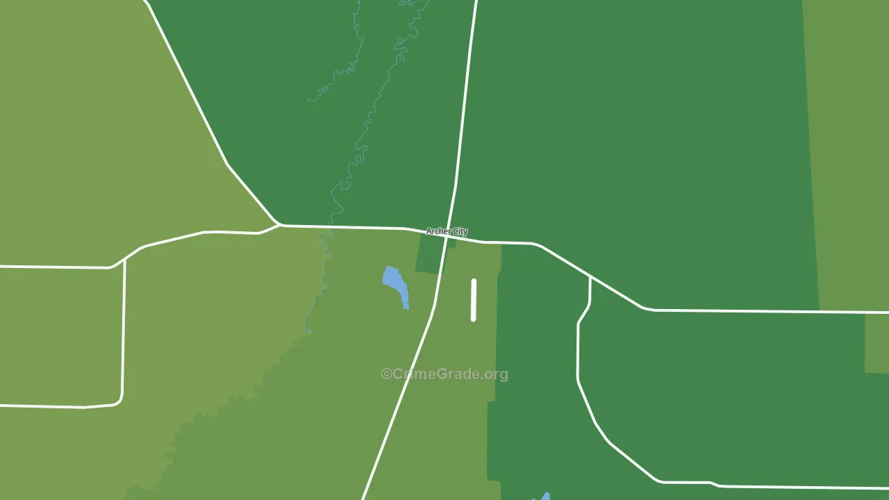 Archer City, TX Map of Vehicle Theft Rates