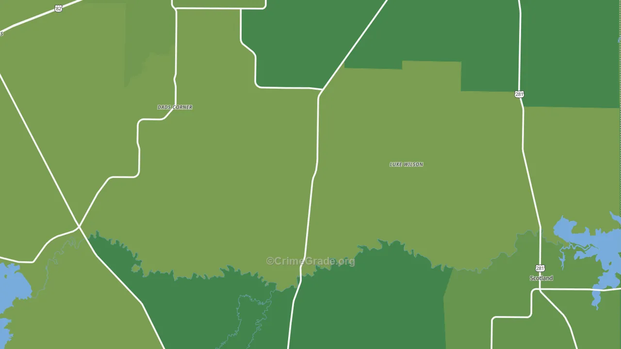 Archer County, TX Map of Vehicle Theft Rates
