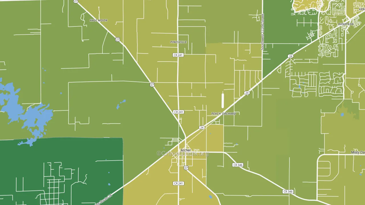 Archer, FL Map of Vehicle Theft Rates