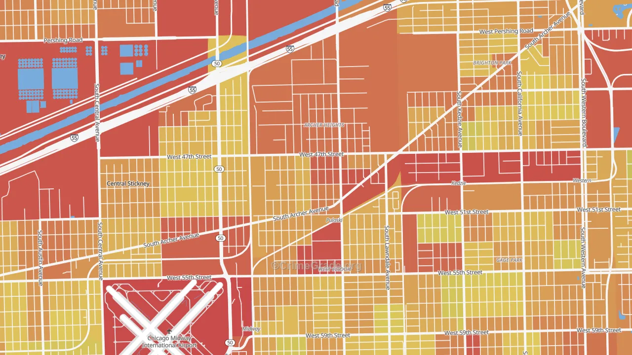 Archer Heights, Chicago, IL Map of Vehicle Theft Rates