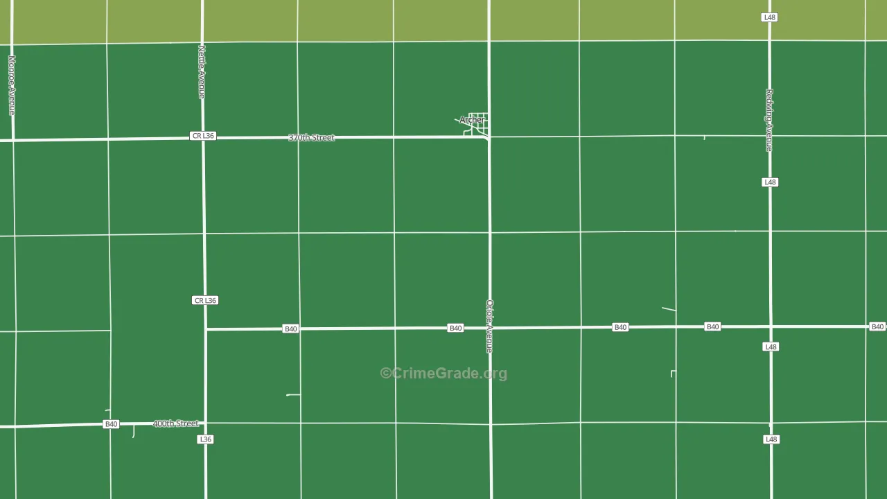 Archer, IA Map of Vehicle Theft Rates