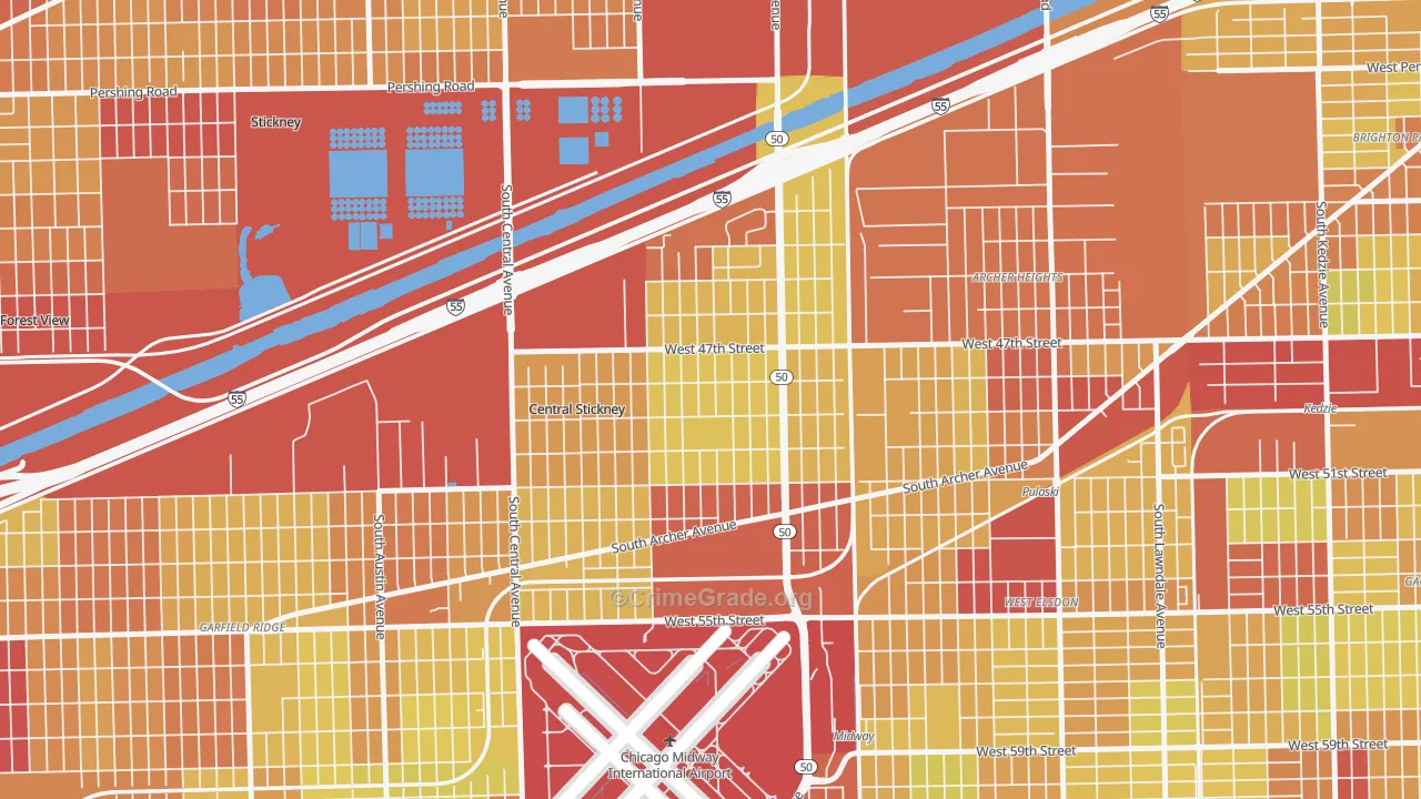Archer Limits, Chicago, IL Map of Vehicle Theft Rates