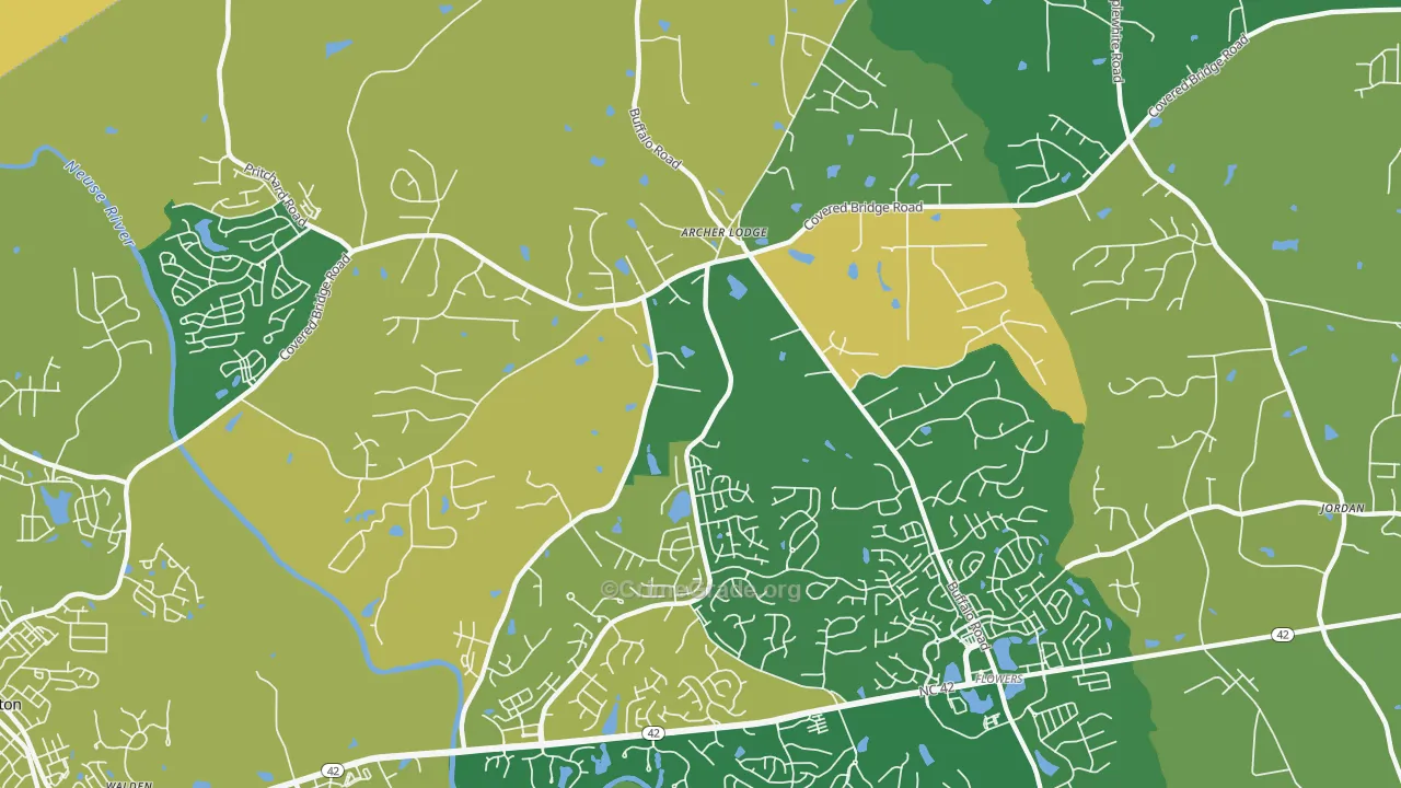 Archer Lodge, NC Map of Vehicle Theft Rates