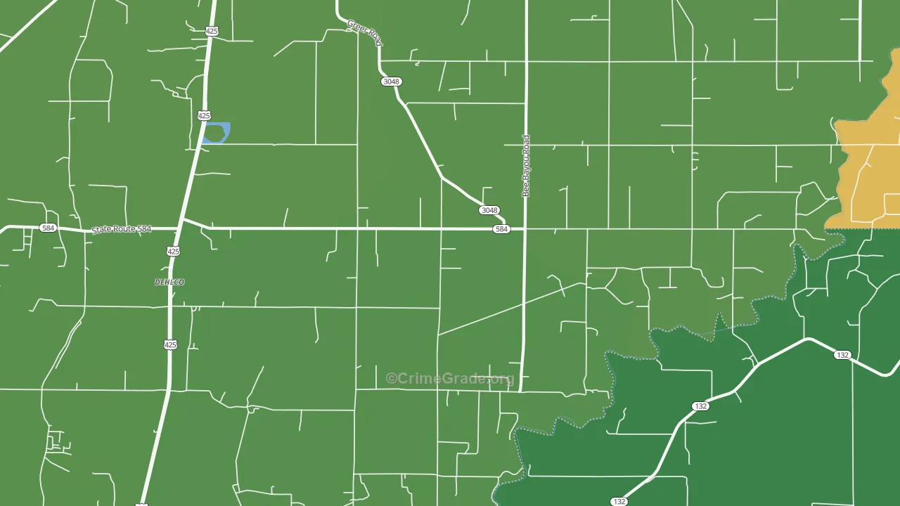 Archibald, LA Map of Vehicle Theft Rates