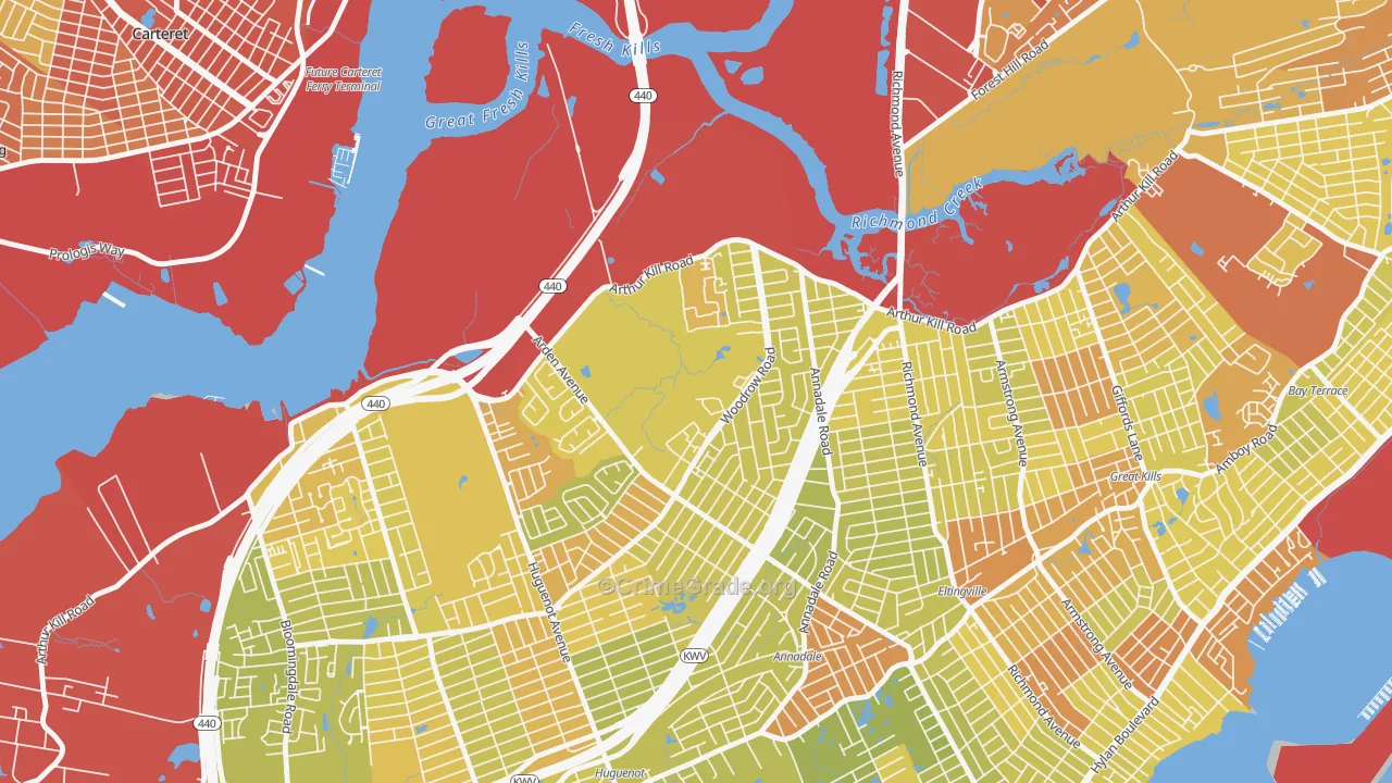 Arden Heights, Staten Island, NY Map of Vehicle Theft Rates