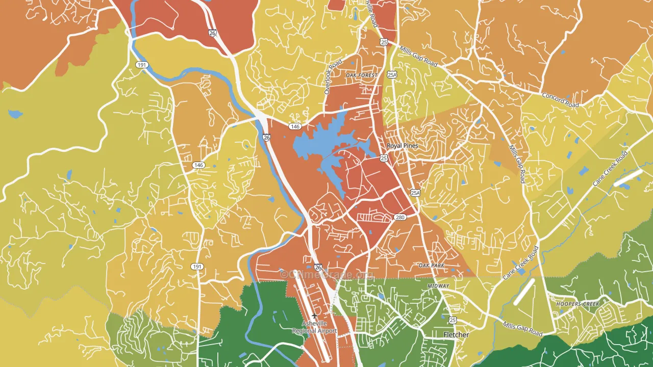 Arden, NC Map of Vehicle Theft Rates