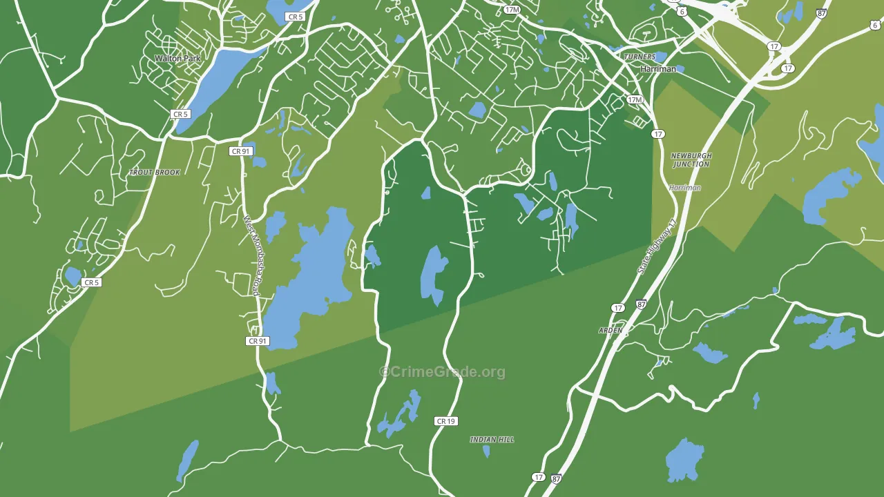 Arden, NY Map of Vehicle Theft Rates