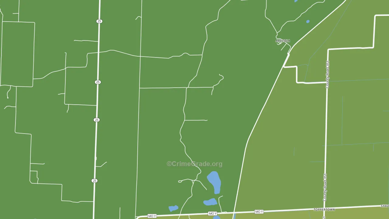 Ardeola, MO Map of Vehicle Theft Rates