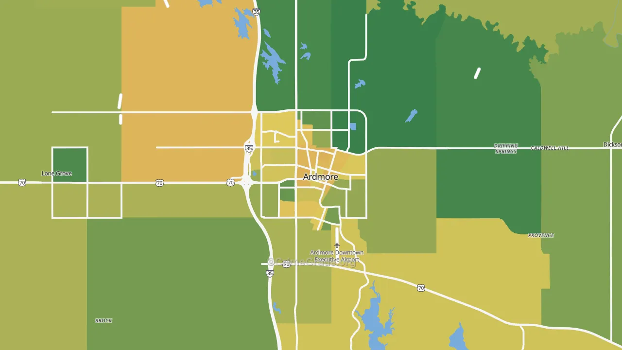 Ardmore, OK Map of Vehicle Theft Rates