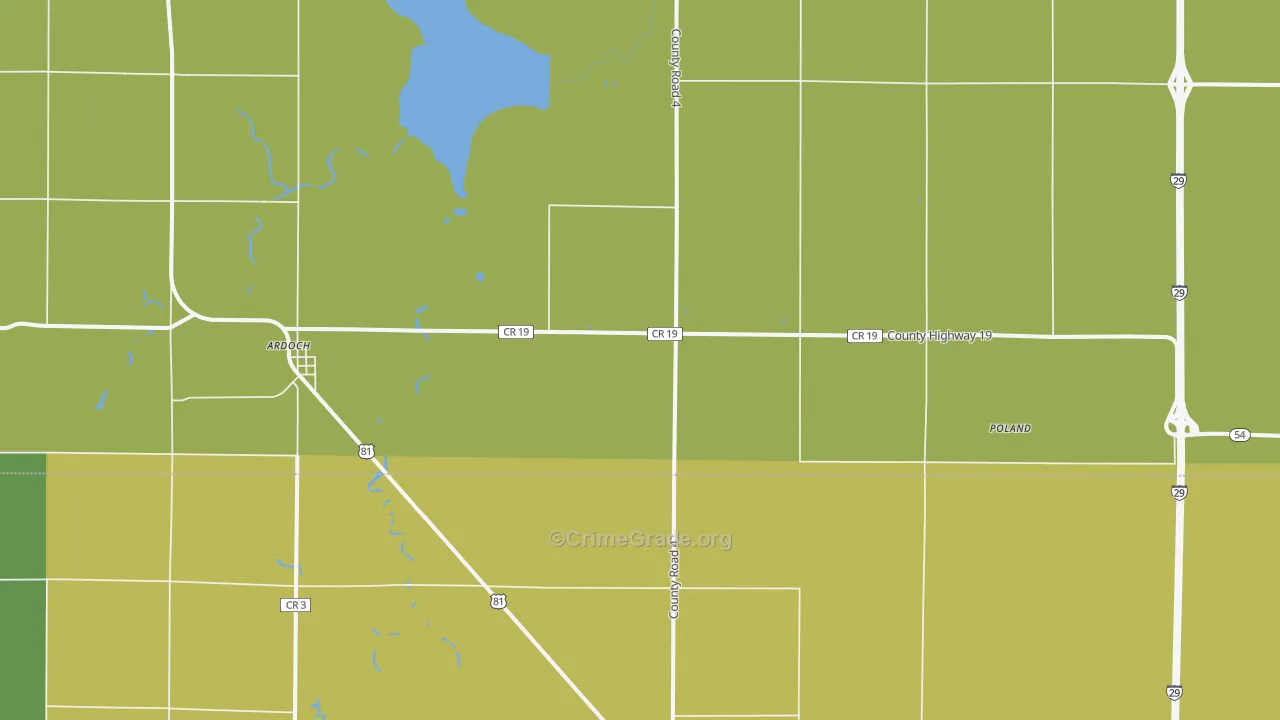 Ardoch, ND Map of Vehicle Theft Rates