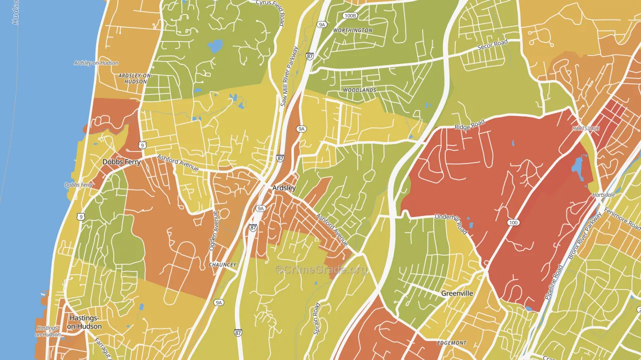 Ardsley, NY Map of Vehicle Theft Rates