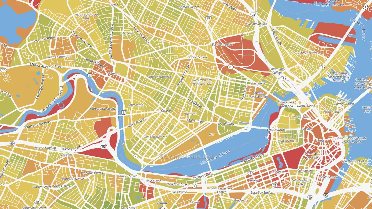 Area IV, Cambridge, MA Map of Vehicle Theft Rates