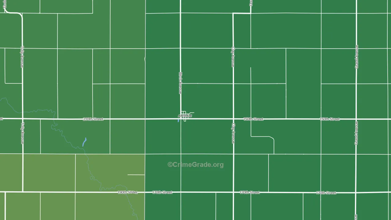 Aredale, IA Map of Vehicle Theft Rates