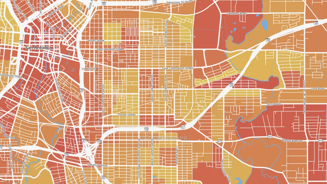 Arena District, San Antonio, TX Map of Vehicle Theft Rates