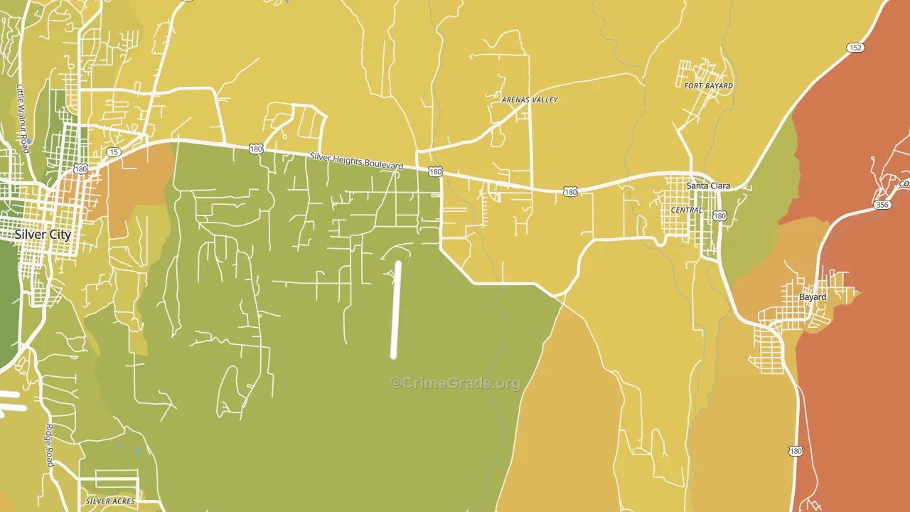 Arenas Valley, NM Map of Vehicle Theft Rates