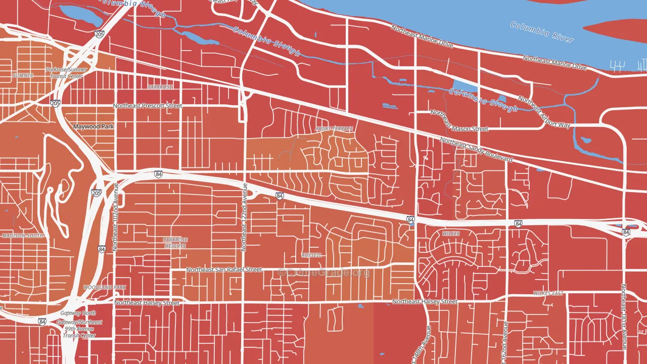 Argay, Portland, OR Map of Vehicle Theft Rates