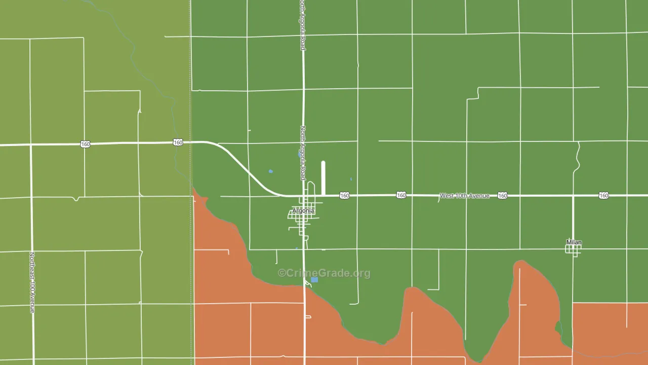 Argonia, KS Map of Vehicle Theft Rates