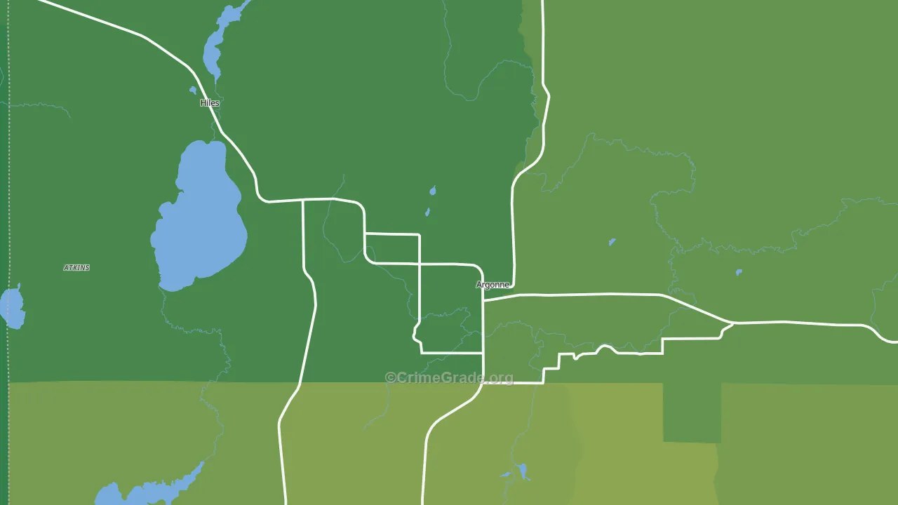 Argonne, WI Map of Vehicle Theft Rates
