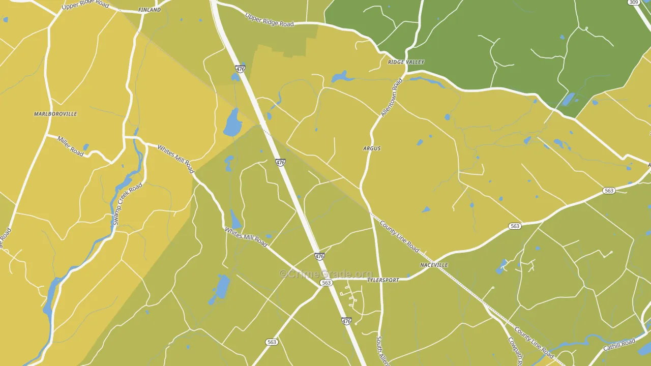 Argus, PA Map of Vehicle Theft Rates