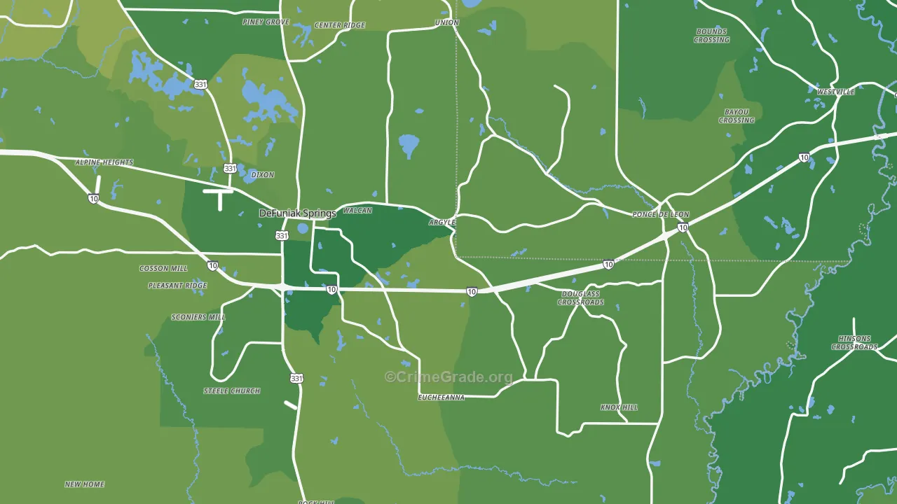 Argyle, FL Map of Vehicle Theft Rates