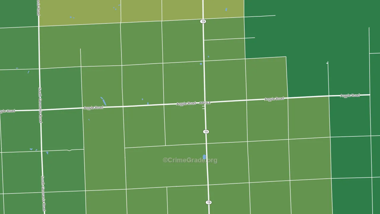 Argyle, MI Map of Vehicle Theft Rates