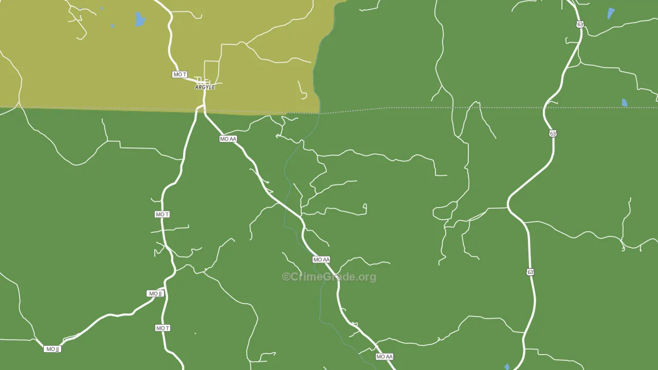 Argyle, MO Map of Vehicle Theft Rates