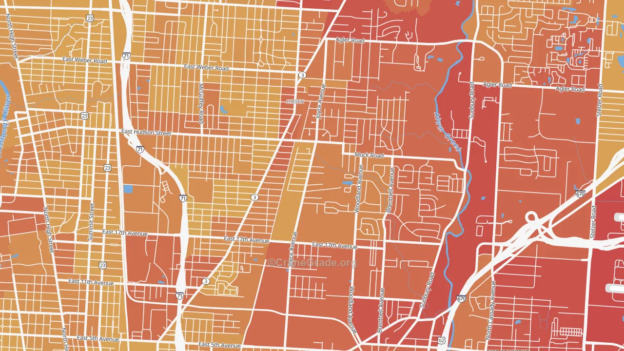 Argyle Park, Columbus, OH Map of Vehicle Theft Rates