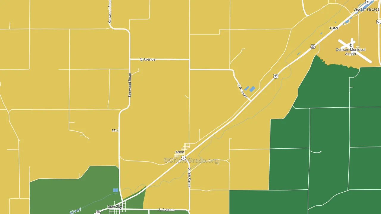 Arion, IA Map of Vehicle Theft Rates